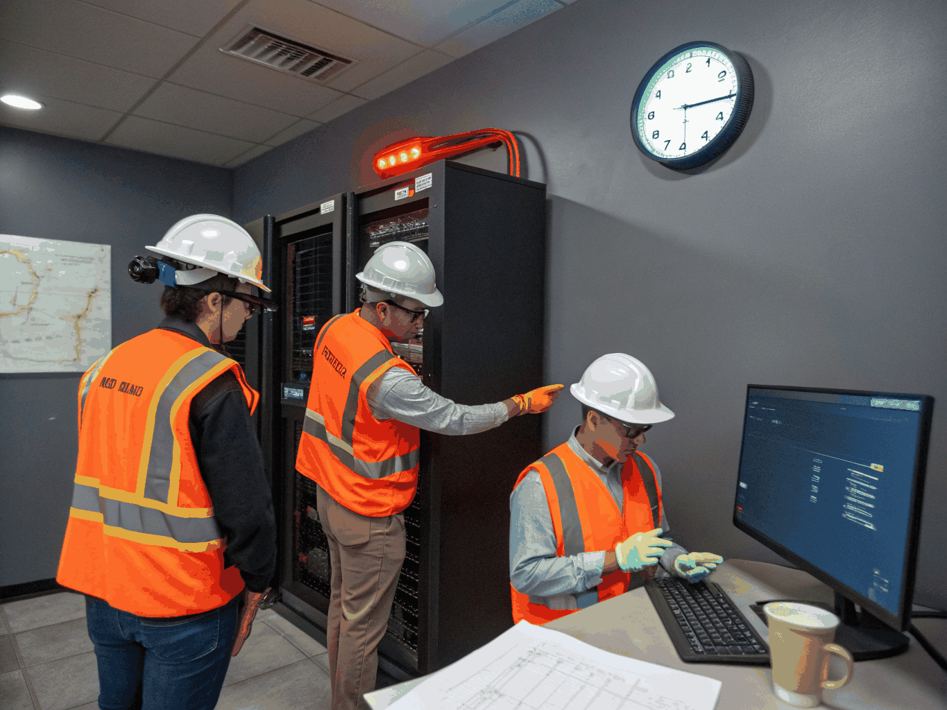 Engineers monitoring real-time server performance dashboards