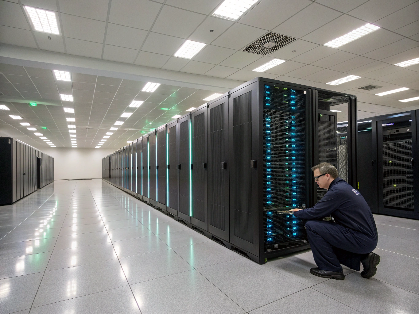 Server racks being provisioned in the data center